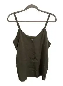 Naked Zebra Olive Green Button-Up V-Neck Tank Top - Women's M