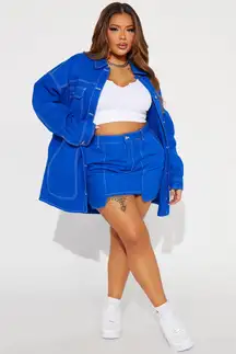 Fashion Nova Mini Skirt Set Royal Blue Denim
