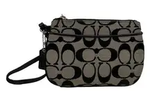 COACH Black and Gray Signature Canvas Wristlet