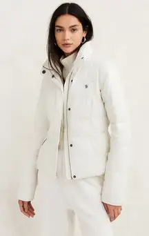 Y2K Abercrombie Fitch Women Quilted Down Puffer Jacket Cream Size Medium