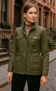 Tory Burch Rabbit Fur Lined Full Zip Military Jacket 4 Green Utility Luxury