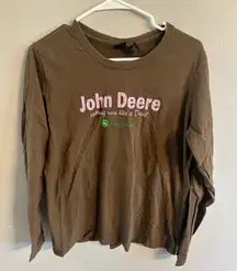 2/$10 John Deere Brown Shirt with Pink Logo
