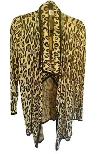 NWT Cupio Leopard Print Open Front Drape Soft Knit Cardigan Sweater Womens M