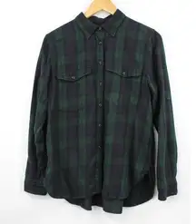 Ralph Lauren  Denim & Supply RL Utility Plaid Flannel Shirt Size Large Blue Green