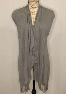 Blue by Saks Fifth Avenue fringed open front cardigan sweater vest S