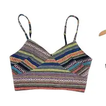 small bralette-style crop tops vibrant Aztec print black & white tribal print​
