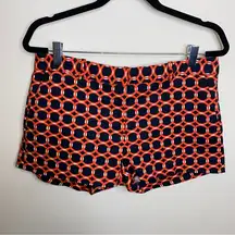 Michael Michael Kors Navy Blue Coral Orange Geometric Circle Pattern Shorts 6