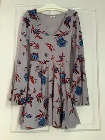 Red Blue Floral Purple Dress Size M