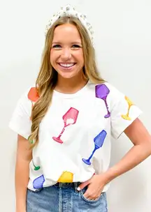 Queen Of Sparkles Women's Estelle Sequined Muti Color Short Sleeve Top Size XS