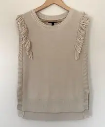 Banana Republic Fringe Tunic Dove Wing Sweater