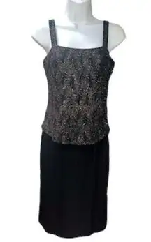 Vintage Alex Evenings Y2K 90s Black Shimmer Dress Size 4 Petite EUC Made In‎ USA