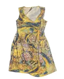 Y2K Sienna Rose By Mushka Faux wrap Dress yellow snake print size large