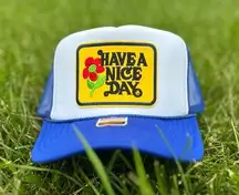 NEW have a nice day SnapBack / trucker hat - blue and yellow