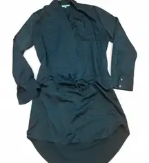 Emerald green satin deep v