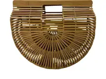 Ark Bag Tote Purse Clutch Natural Bamboo Wood Round
