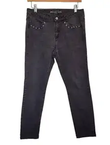 Michael Kors Womens size 6 Black Denim Skinny Jeans With Lace Up Detail Pockets