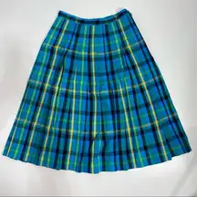 Pendleton Vintage Plaid Pleated Midi Skirt Blue 12