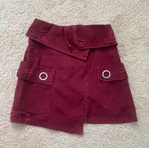 Carmar Denim Foldover Maroon Skirt