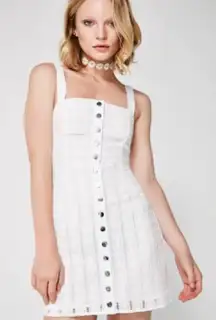 For Love And Lemons Hermosa Eyelet White Summer Button Down Mini Dress