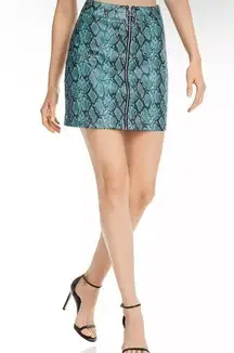 Tiger Mist  Womens Tash Faux Leather Mini Skirt Small Blue Snake Print