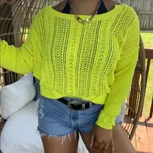 New York And Company Distressed Boho Sweater SZ S