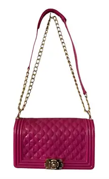 Emperia Pink Quilted Flap Jelly Vegan Purse