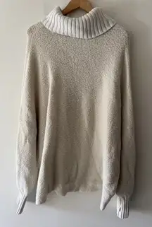Aerie Offline Cream Wool Blend Oversized Cozy Knit Turtleneck Sweater