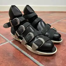 Golden Goose Silver Buckle Leather Sandals Size 37