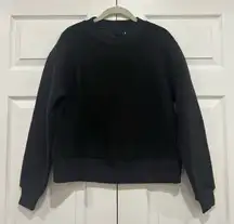 Everlane The Renew Fleece Oversized Crew Black Womens Size XXS