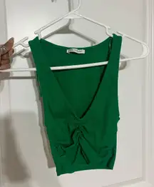 ZARA Green plunge crop Top