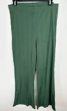 AERIE High Rise‎ Flared Ribbed Legging Dark Green Large NWT
