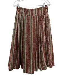 American Vintage high waisted pleated boucle striped midi skirt size small