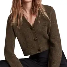 All Saints Wick Alpaca & Wool Cropped Cardigan in Olive