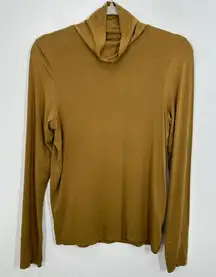 OFFLINE by Aerie Women Long Sleeve Turtleneck Thumbhole Top Mustard Yellow Modal