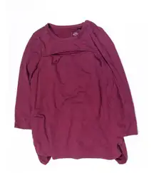 See Rose Go  Peek A Boo Cut Out Long Sleeve Tunic Tee Shirt Blouse Burgundy