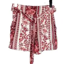 Shosho Boho Paisley Print Paperbag Shorts with Drawstrings