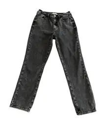 PacSun Mom Jean Womens Size 26 Black Washed High Rise Slim Taper Denim Pants