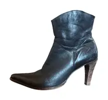 Vintage GACEL Boots COUNTRY WESTERN COWGIRL High Heel Black Leather Size 40 10