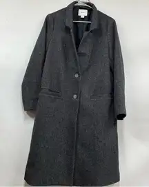 Women's M Old Navy overcoat wool blend novel herringbone trench career classic