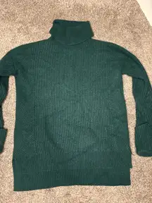 Halogen Sweater Cashmere Turtleneck Emerald Green 
