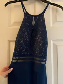 Morgan & Co Prom Dress Blue Navy Halter Top