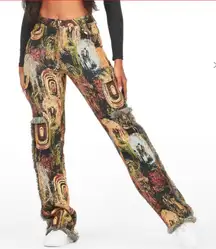 Rockstar Original Ameera Black Tapestry Stacked Cargo Pant XL