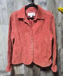 Christopher and Banks Vintage Y2K Pig Suede Leather Coral Jacket