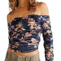 Free People  Reina Off The Shoulder Romantic Crushed Velvet Top XS NWT