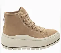 J/Slides Gracie Platform Suede Lace Up High Top Sneakers Sand Women’s Size 6