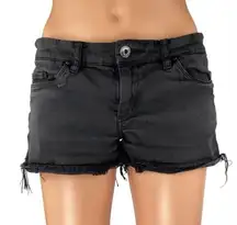 Blank NYC Black Low Rise Distressed Frayed Cut Off Denim Jean Shorts Size 27