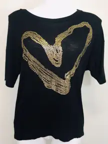 Rue 21  Black Slouch Gold Heart T-shirt