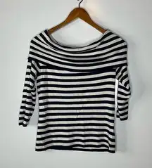 Ellen Tracy  Off The Shoulder Striped Top Size Medium Petite