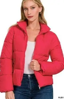 Puffer Lightweight Jacket in Red