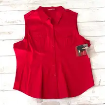 Gloria Vanderbilt XL Women’s Red Button Up Tank Top Shirt X Large Cotton NEW